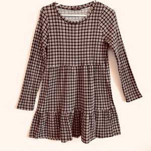 Cotton On Long Sleeve Plaid Dress - Black and White